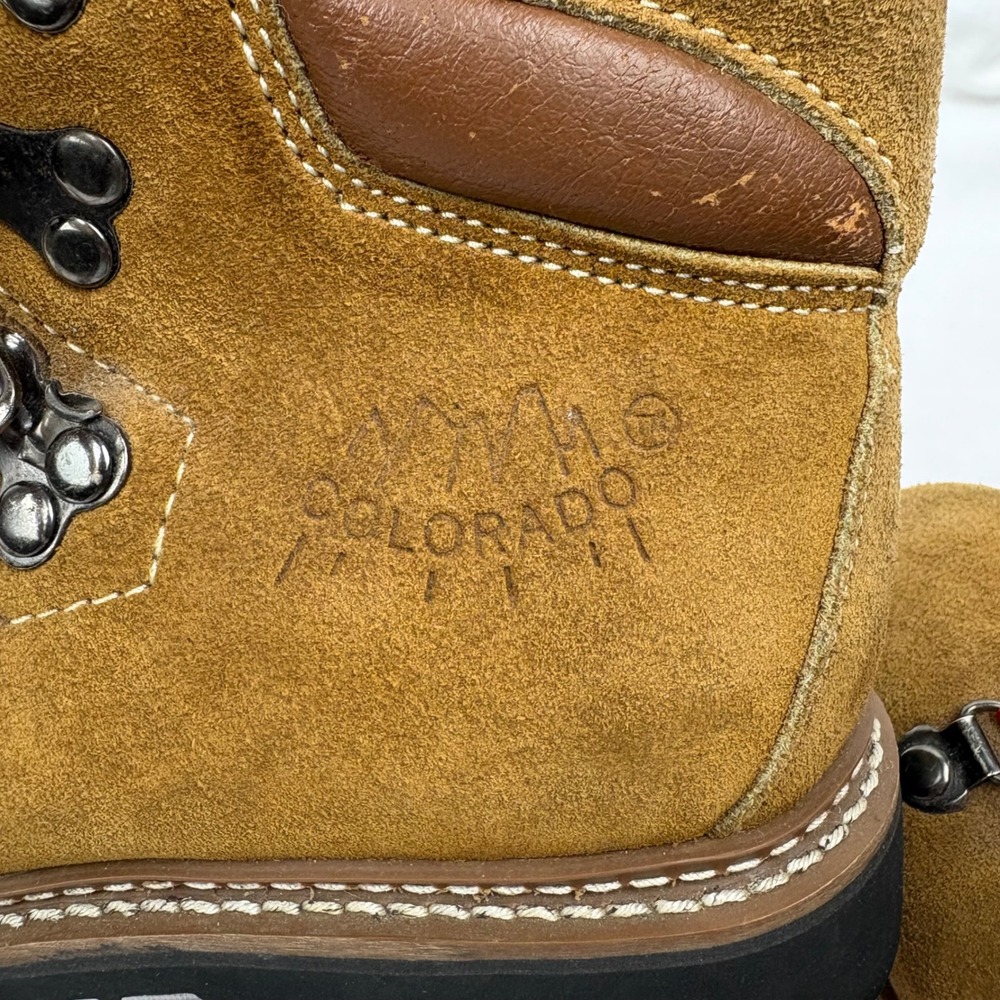 Vintage Kinney Colorado Mountaineering Boots Size 8 Womens Tan Suede 70s Hiking - Picture 11 of 17